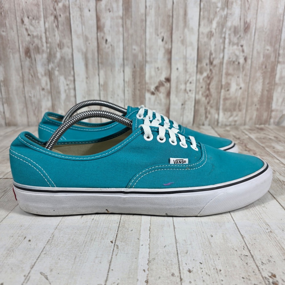 Vans Authentic Teal Canvas Low Top Skate Shoes Mens 11 Classic Waffle Sole